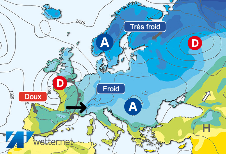 Carte de prévisions d'europe du Lundi 4 décembre 2023