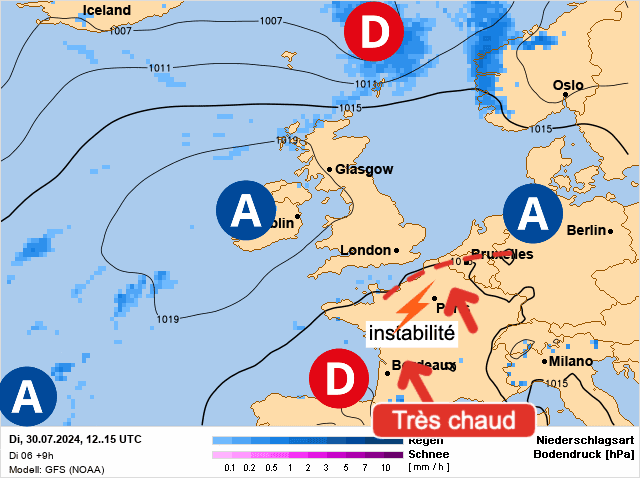 Carte de prévisions d'europe du Mardi 30 juillet 2024