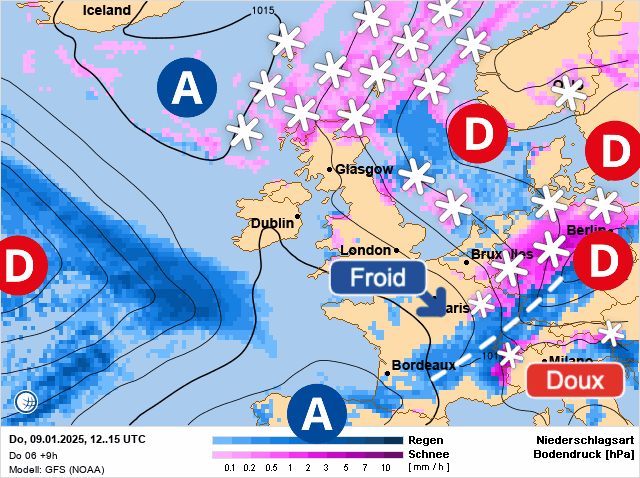 Carte de prévisions d'europe du Jeudi 9 janvier 2025