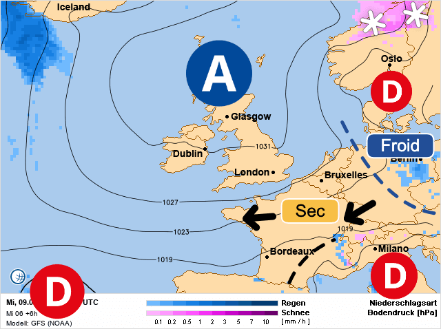 Carte de prévisions d'europe du Mercredi 9 avril 2025