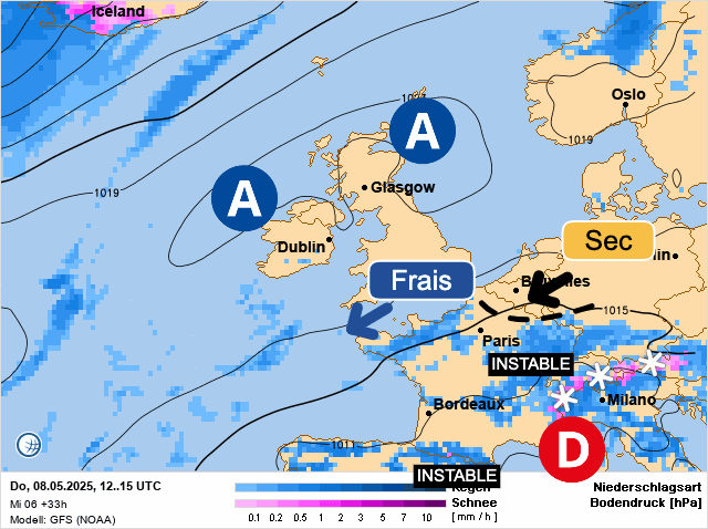 Carte de prévisions d'europe du Jeudi 8 mai 2025