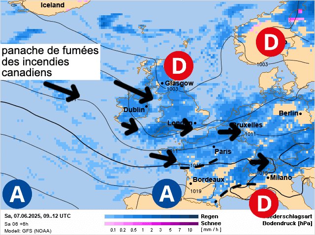 Carte de prévisions d'europe du Samedi 7 juin 2025
