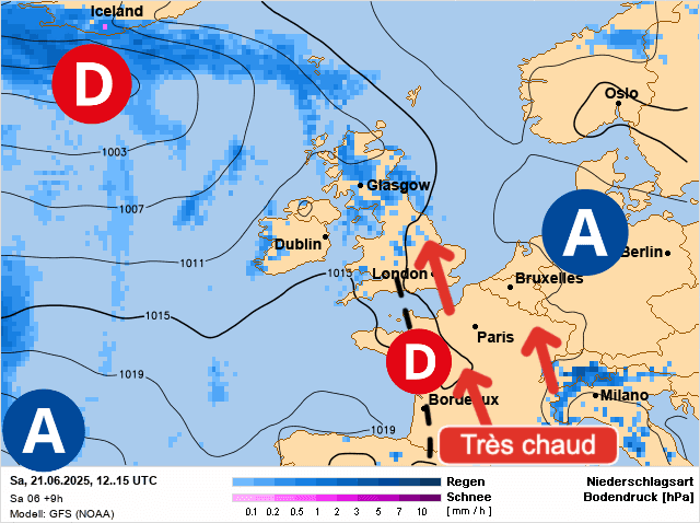 Carte de prévisions d'europe du Samedi 21 juin 2025