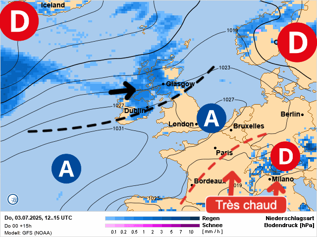 Carte de prévisions d'europe du Jeudi 3 juillet 2025