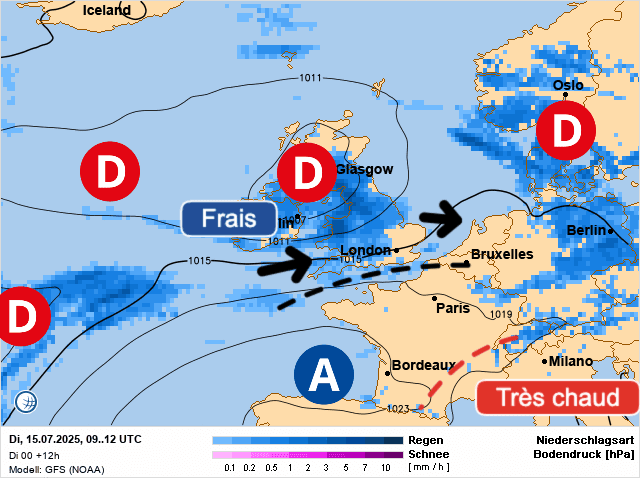 Carte de prévisions d'europe du Mardi 15 juillet 2025