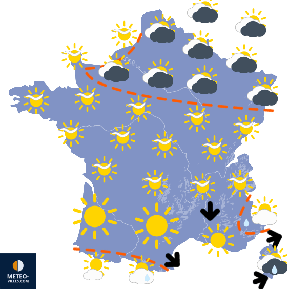Carte de prévisions du temps du Samedi 23 août 2025