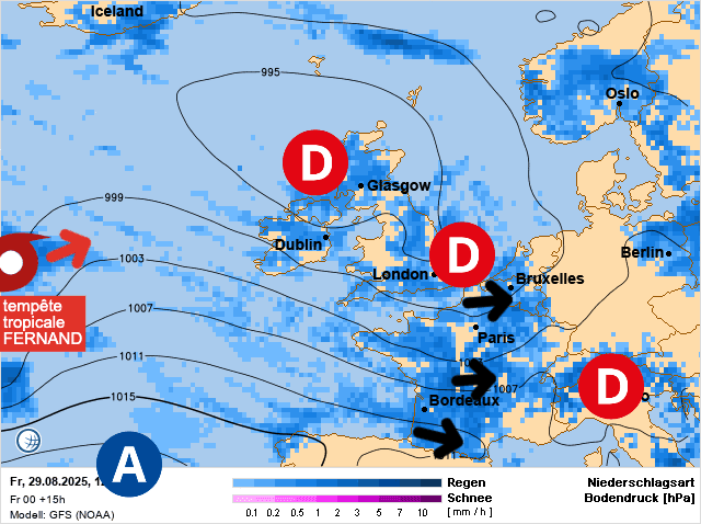Carte de prévisions d'europe du Vendredi 29 août 2025