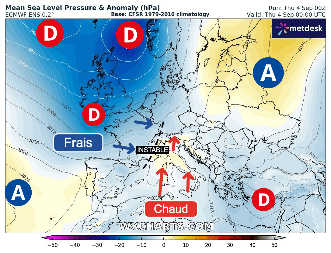 Carte de prévisions d'europe du Jeudi 4 septembre 2025