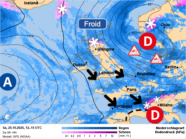 Carte de prévisions d'europe du Samedi 25 octobre 2025