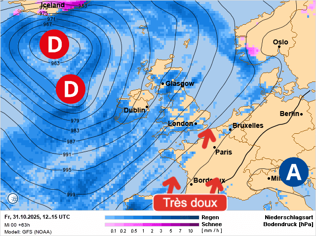Carte de prévisions d'europe du Vendredi 31 octobre 2025