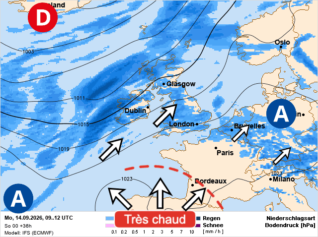 Carte de prévisions d'europe du Lundi 14 septembre 2026
