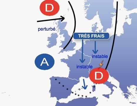 de l'air très frais descend sur l'Europe Occidentale