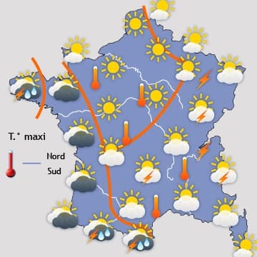 Temporairement moins chaud, et orageux dans le Nord-est