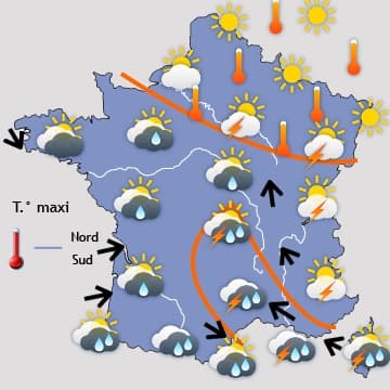 Fin de la chaleur dans le Nord et des fortes pluies dans le Sud
